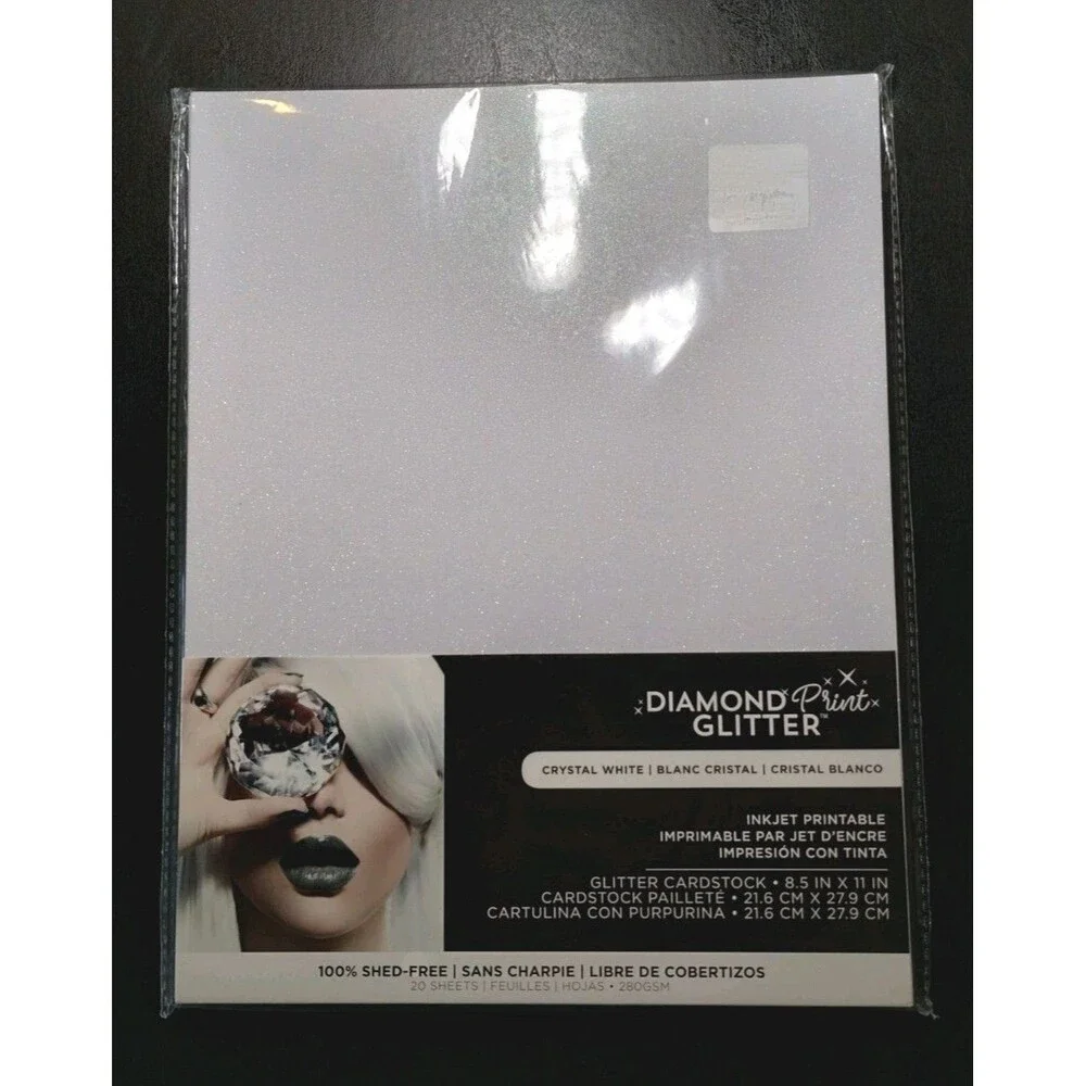 Harmony Paper Inkjet Printable Glitter Paper, Crystal White, 8.5